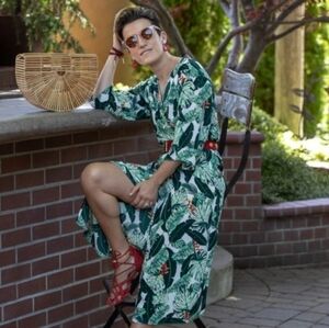 NWT Rachel Zoe Palm Print Kimono Duster Beach Cover Up - One Size